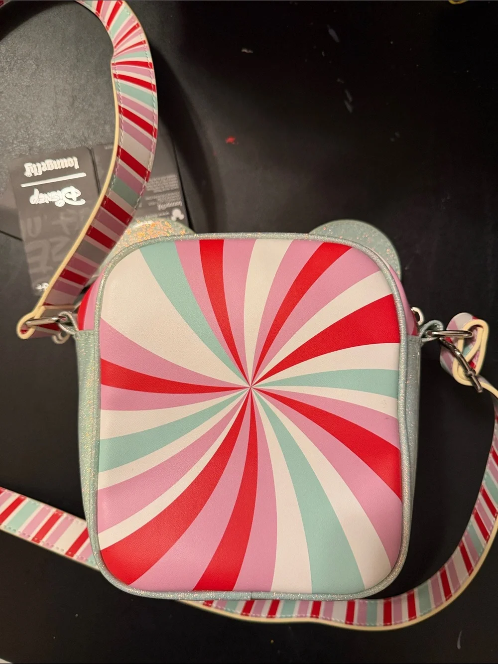 Loungefly Mint & Red Candy Swirl Minnie Crossbody Bag
